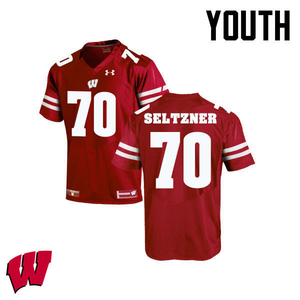 Wisconsin Badgers Youth #70 Josh Seltzner NCAA Under Armour Authentic Red College Stitched Football Jersey NW40H48YC